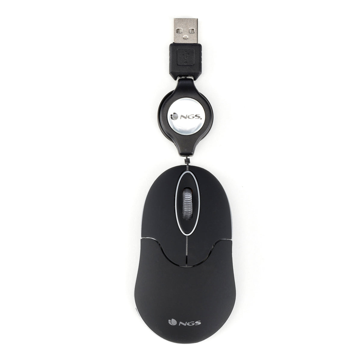 Ratón NGS Óptico USB 1000dpi Retráctil Negro (SINBLACK)