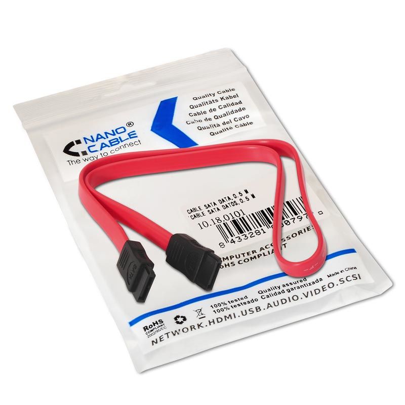 Nanocable SATA2/M a SATA2/M 0.5m Negro/Rojo(10.18.0101)