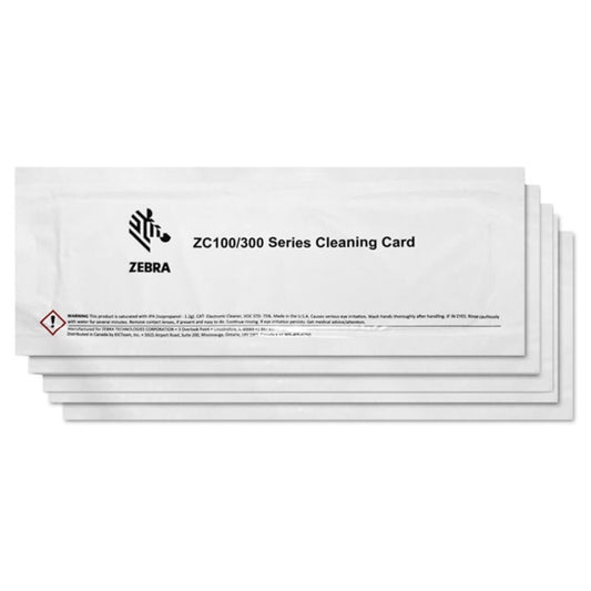 Zebra Pack of 5 Cleaning Cards for ZC100 ZC300