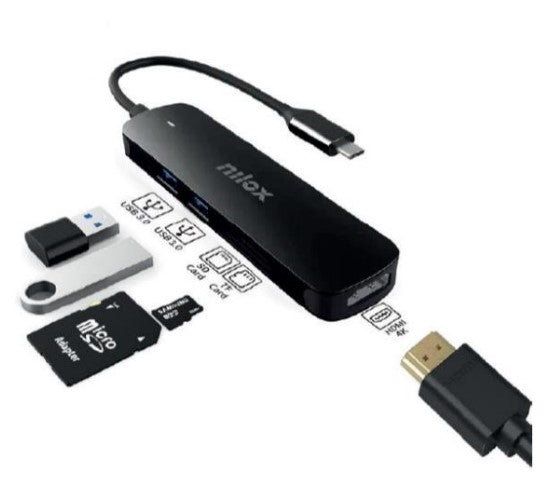 Adaptador NILOX USB-C a USB3/HDMI/SD/mSD (NXDSUSBC05)