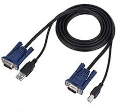 Cable desde USB-A macho + VGA macho a USB-B macho + VGA hembra longitud 3 metros para KVM