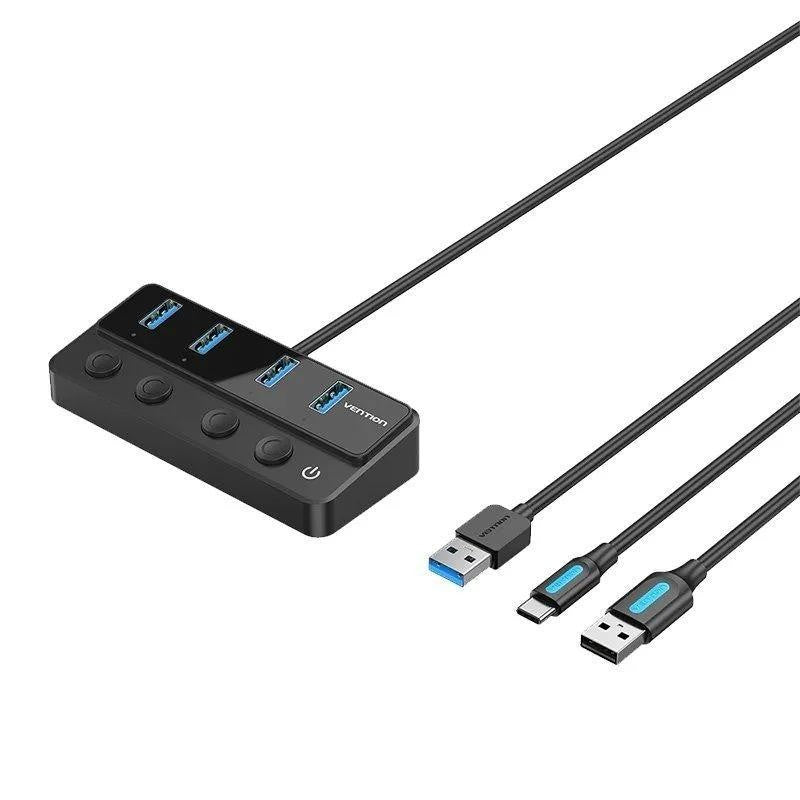 HUB USB VENTION 4 PUERTOS USB 3.0 BLACK + CABLE USB/M