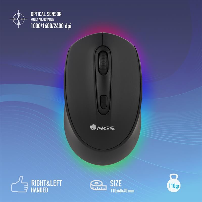 RATON NGS SMOG MULTIDEVICE WIRELESS BLUETOOTH RECARGABLE LED BLACK