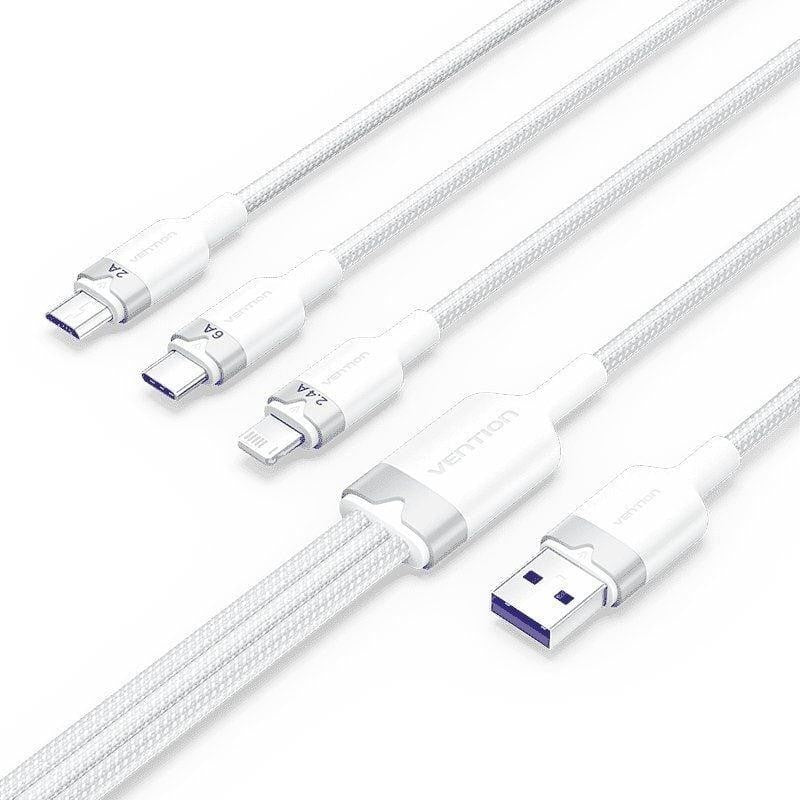 CABLE 3 EN 1 VENTION USB-A 2.0- USB-C/LIGHTNING/MICRO-B