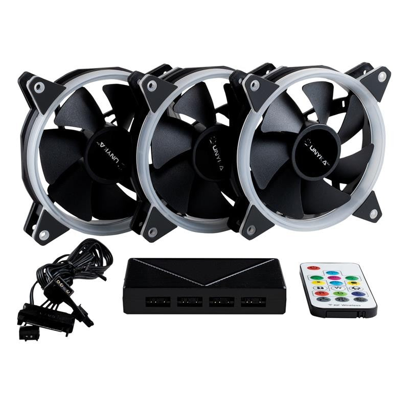 PACK 3 VENTILADORES 12CM UNYKACH CANDY 30 ARGB + CONTROLADORA