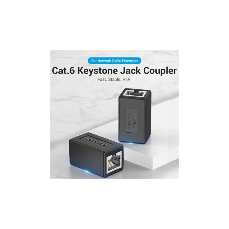 ADAPTADOR VENTION RJ45 CAT.6 FTP HEMBRA - HEMBRA BLACK