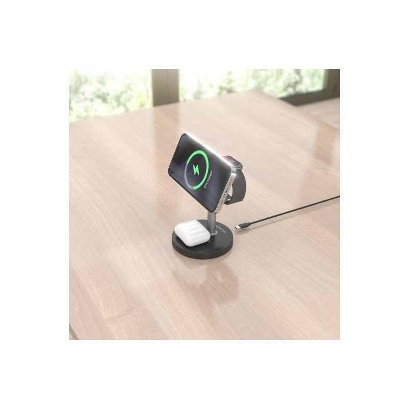 BASE CARGADOR AISENS SMARTPHONE/APPLE WATCH/AURICULARES WIRELESS QI2 15W USB-C BLACK