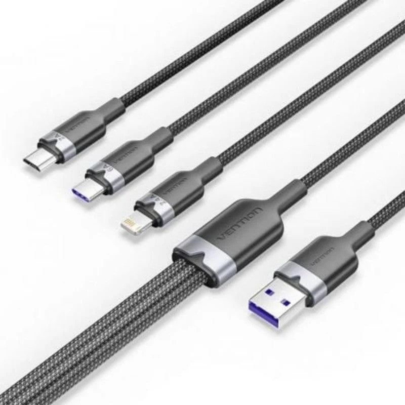 CABLE 3 EN 1 VENTION USB-A 2.0 - USB-C/LIGHTNING/MICRO-B