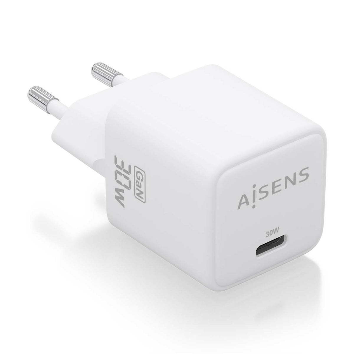 Cargador AISENS GaN 30W 1USB-C Blanco (ASCH-30W1P035-W)