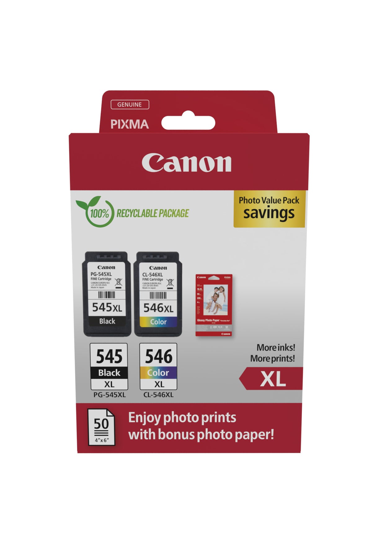 Tinta Canon PG-545XL/CL-546XL +Papel foto (8286B011)