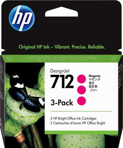 HP 712 Magenta 3-Pack Original Ink Cartridges - 3ED78A