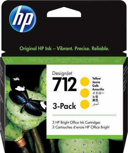 HP 712 Yellow 3-Pack Original Ink Cartridges - 3ED79A