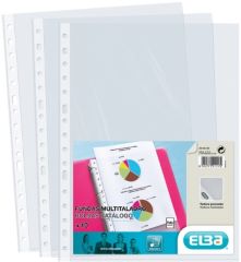 Funda plasticas multitaladro en formato folio a4 90 micras transparente acabado piel de naranja pack 10 unidades