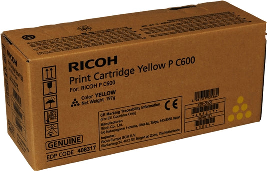 Ricoh PC600 Amarillo Cartucho de Toner Original - 408317/P C600Y