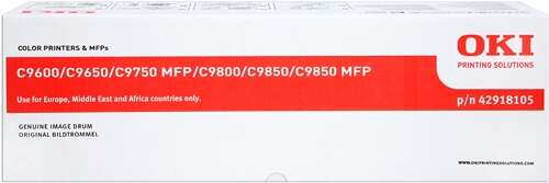 OKI C9600/C9650/C9655/C9800/C9850 Yellow Original Image Drum - 42918105