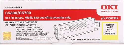 OKI C5600/C5700 Yellow Original Toner Cartridge - 43381905