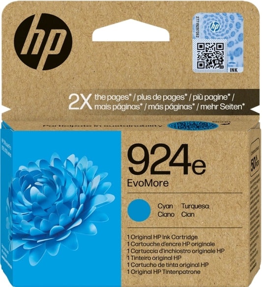 HP 924e Cyan Original Ink Cartridge - 4K0U7NE