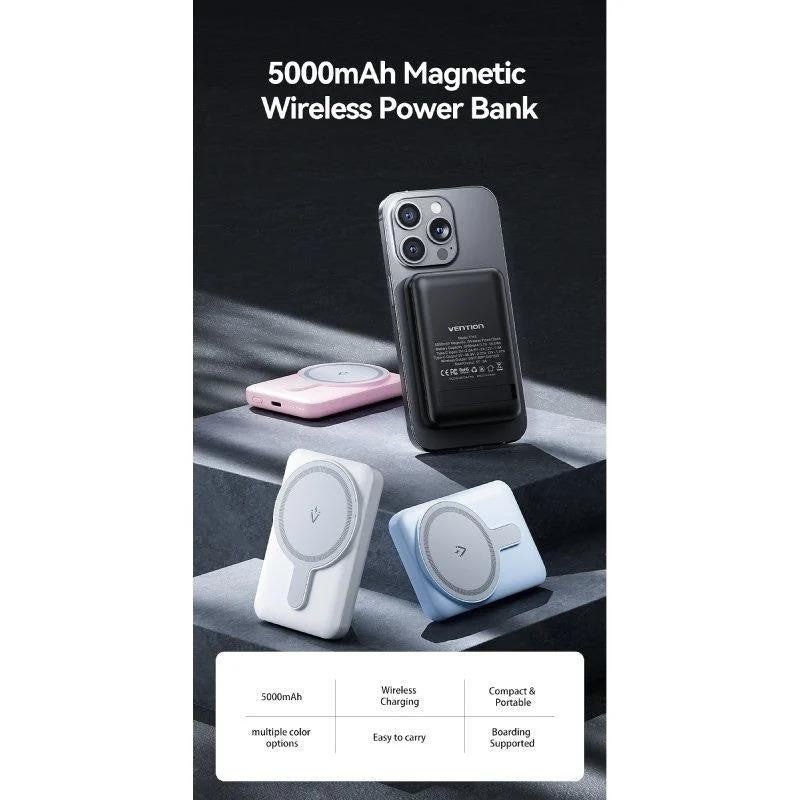 POWERBANK VENTION 5000MAH 20W WIRELESS SMARTPHONE MAGNETIC ROSE