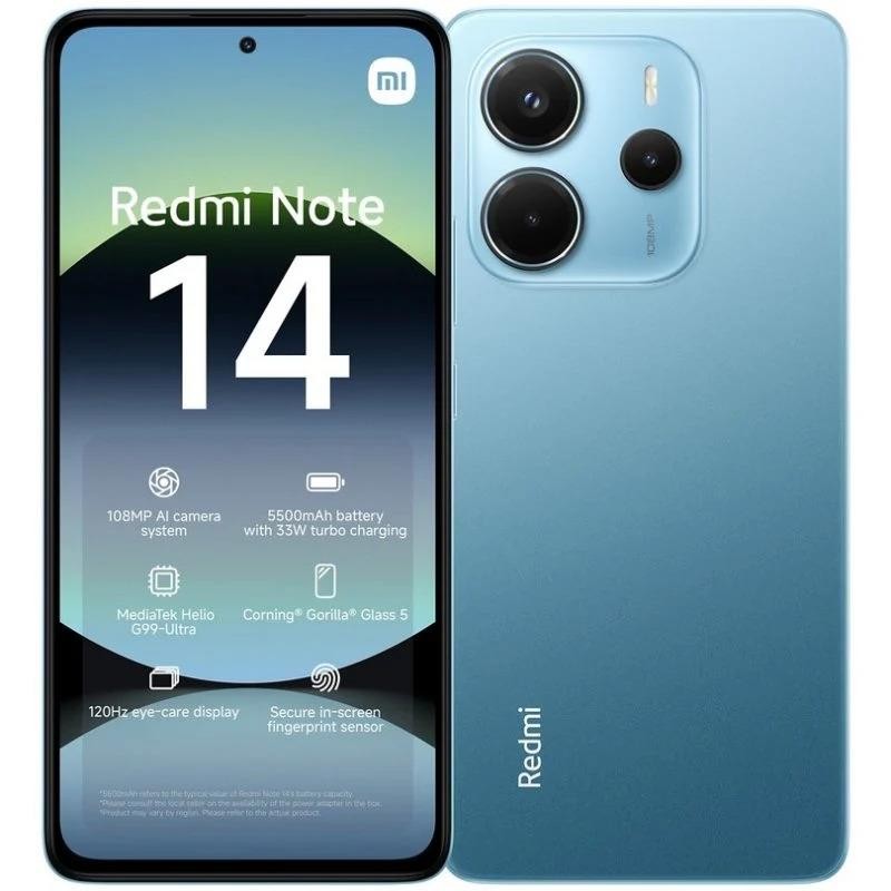 SMARTPHONE XIAOMI REDMI NOTE 14 6.67" 8GB/256GB/108MP/NFC/4G BLUE