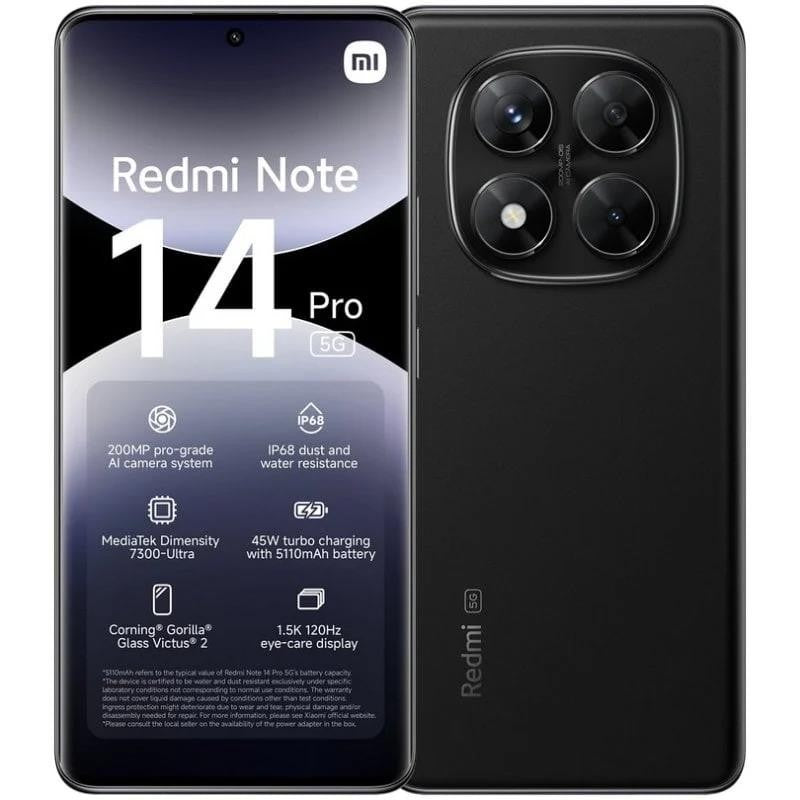 SMARTPHONE XIAOMI REDMI NOTE 14 PRO 6.67" 12GB/512GB/200MP/NFC/5G BLACK