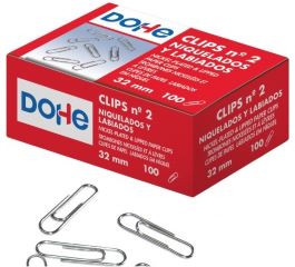 Clip labiado metalico del n2 de 32mm caja de 100 unidades