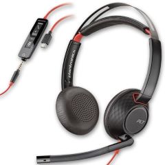 Auriculares de diadema con microfono blackwire 5220 estereo USB-C + mini jack 3.5mm y adaptador a USB-A