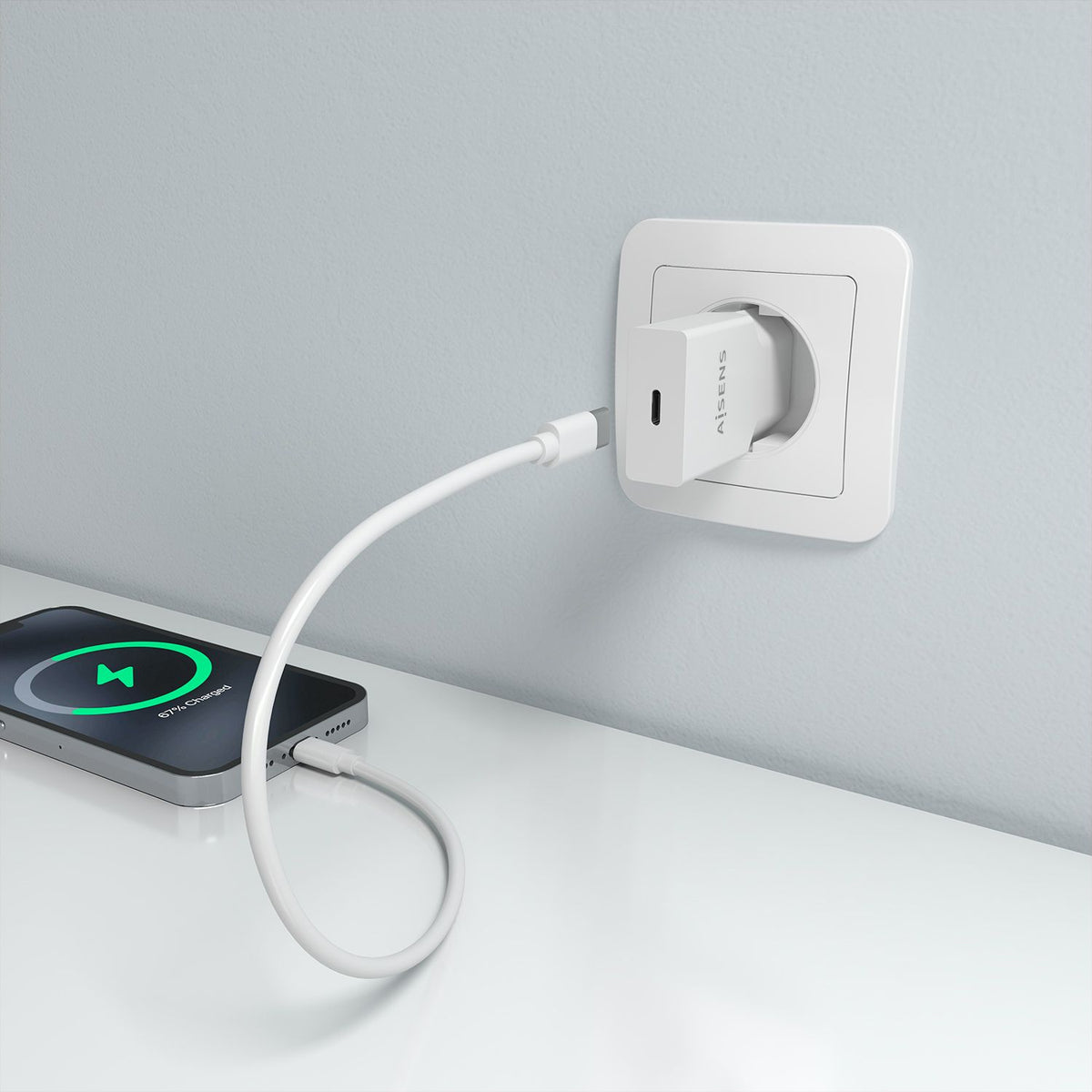 Cargador Pared AISENS GaN 25W USB-C Blanco (A110-0999)