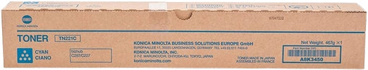 Konica Minolta TN221 Cyan Original Toner Cartridge - TN221C/A8K3450