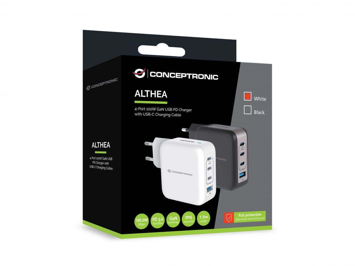 Cargador de Pared CONCEPTRONIC USB-A/C 100W (ALTHEA18W)