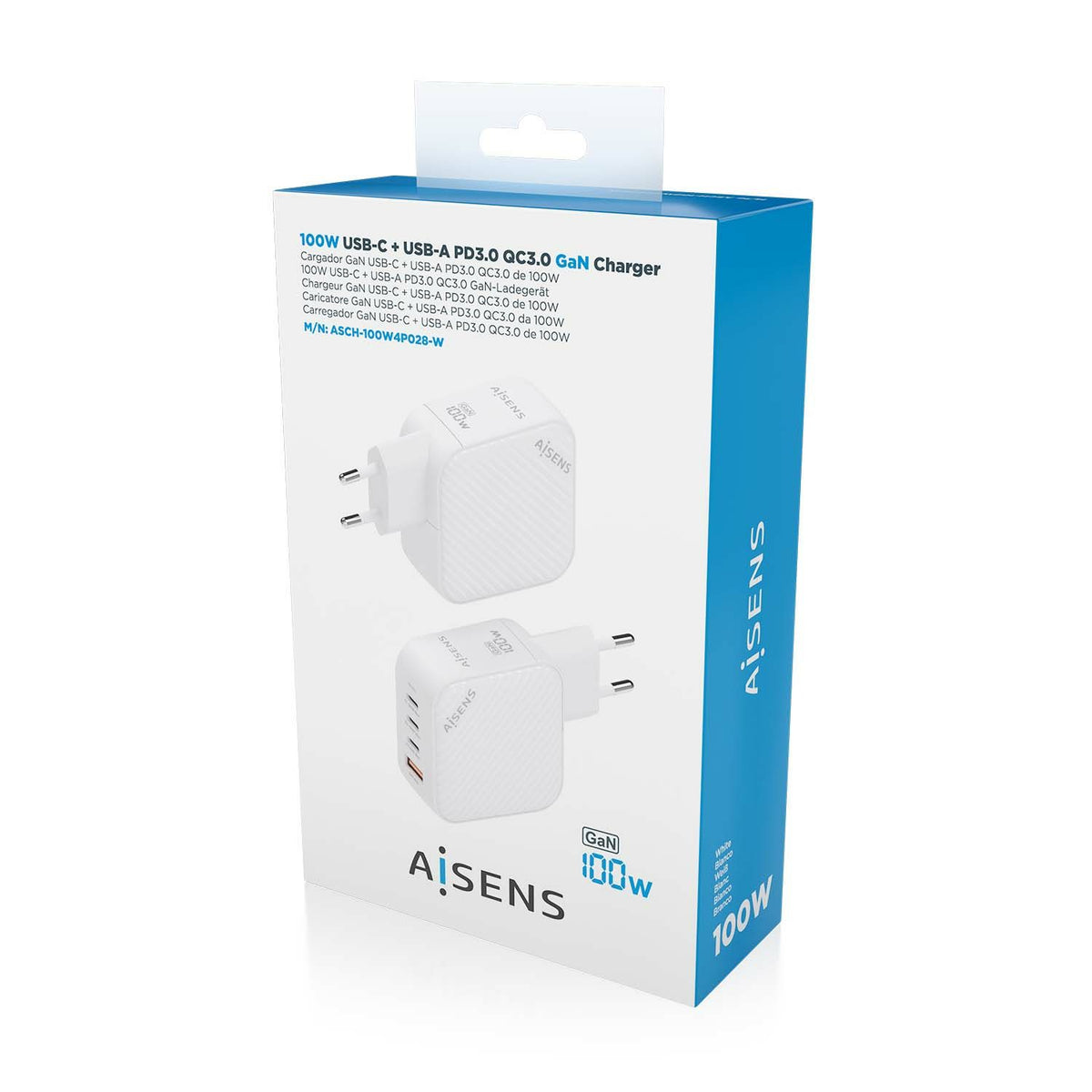 Cargador Pared AISENS 1USB-A 3USB-C (ASCH-100W4P028-W)