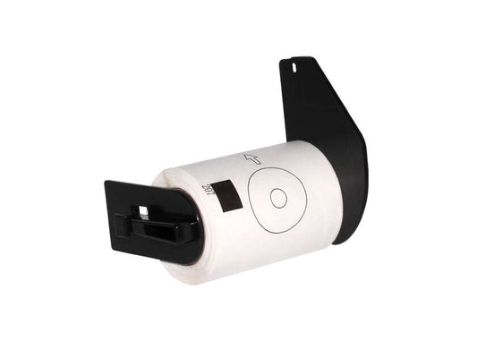 Brother DK11207 - Generic Pre-Cut Circular CD/DVD Labels - 58 mm Diameter - 100 Units - Black Text on White Background