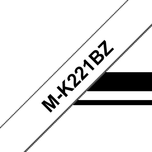 Brother MK221BZ Generic Non-Laminated Label Tape - Black Text on White Background - 9mm Width x 8 Meters