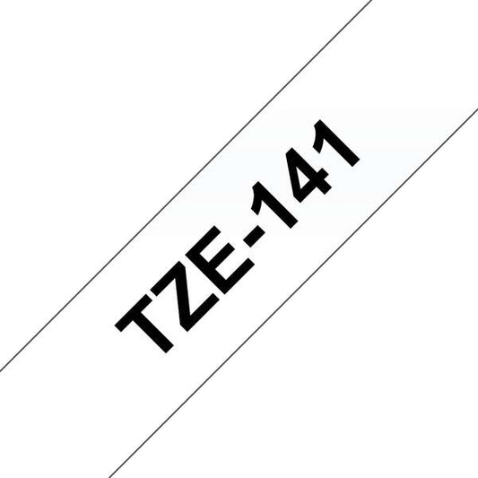 Brother TZe141 Generic Laminated Label Tape - Black Text on Transparent Background - Width 18mm x 8 meters