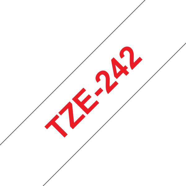 Brother TZe242 Generic Laminated Label Tape - Red Text on White Background - 18mm Width x 8 Meters