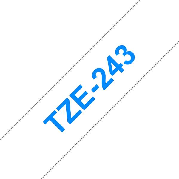 Brother TZe243 Generic Laminated Label Tape - Blue Text on White Background - 18mm Width x 8 Meters