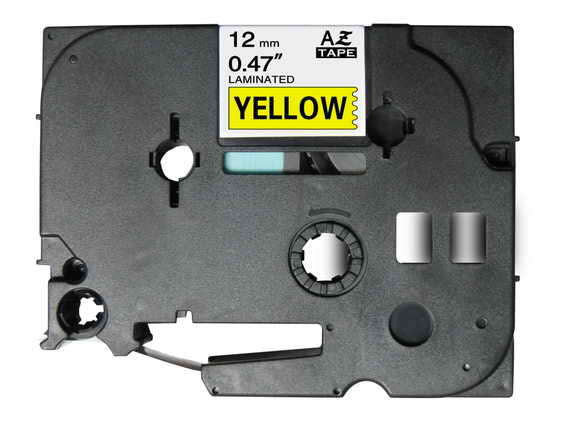Brother TZe631 Generic Laminated Label Tape - Black Text on Yellow Background - Width 12mm x 8 meters