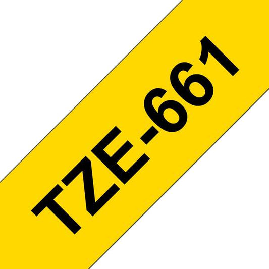 Brother TZe661 Generic Laminated Label Tape - Black Text on Yellow Background - Width 36mm x 8 meters