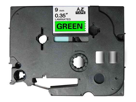 Brother TZe721 Generic Laminated Label Tape - Black Text on Green Background - 9mm Width x 8 Meters