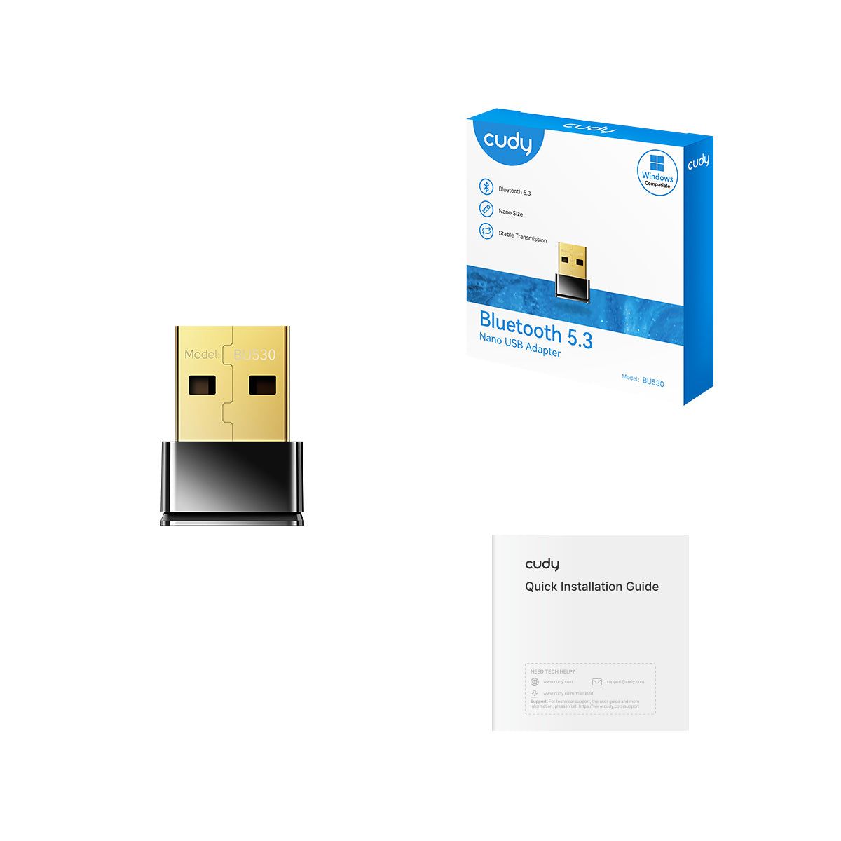 Adaptador Cudy Nano USB-A Buetooth 5.3 Negro (BU530)