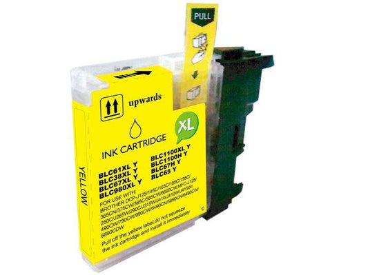 BULK - Brother LC980XL/LC1100XL/LC985XL Yellow Generic Ink Cartridge - Replaces LC980Y/LC1100Y/LC985Y