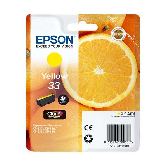 Epson T3344 (33) Yellow Original Ink Cartridge - C13T33444012