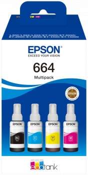 Epson 664 Pack of 4 Original Ink Bottles C13T664640