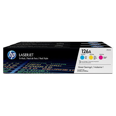 HP CF341A Original Magenta, Yellow, and Cyan Toner Cartridge Pack - 126A