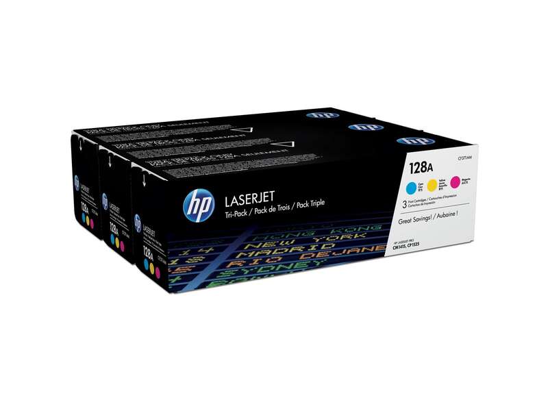 HP CE321A/CE322A/CE323A 3-Pack Original Toner Cartridges - 128A