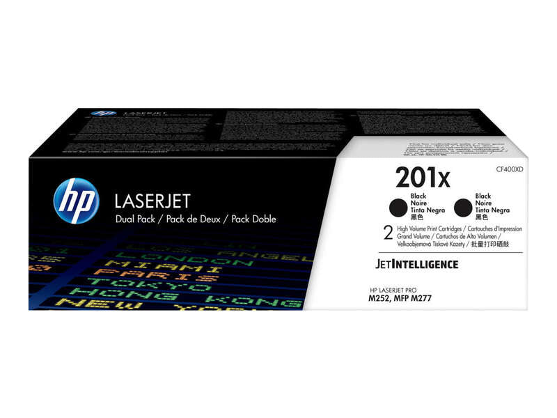 HP CF400X Black 2-Pack Original Toner Cartridges - 201X