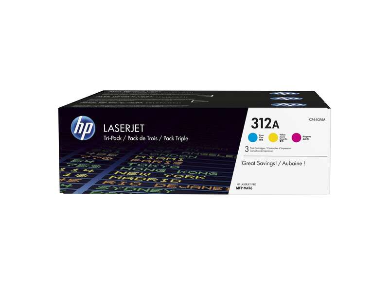 HP CF440AM 3-Pack Original Toner Cartridges - 312A