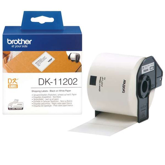 Brother DK11202 - Original Pre-cut Shipping Labels - 62x100 mm - 300 Units - Black Text on White Background