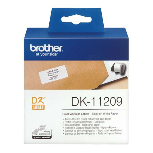 Brother DK11209 - Original Pre-Cut Small Address Labels - 29x62 mm - 800 Units - Black Text on White Background