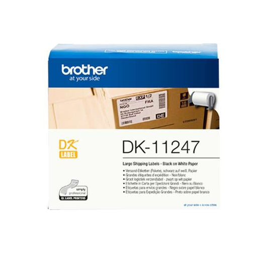 Brother DK11247 - Original Pre-cut Labels for Large Shipping - 103x164 mm - 180 Units - Black Text on White Background