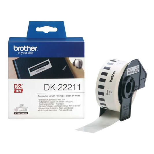 Brother DK22211 - Original Custom Size Labels - Width 29mm x 15.24 meters - Black text on white background